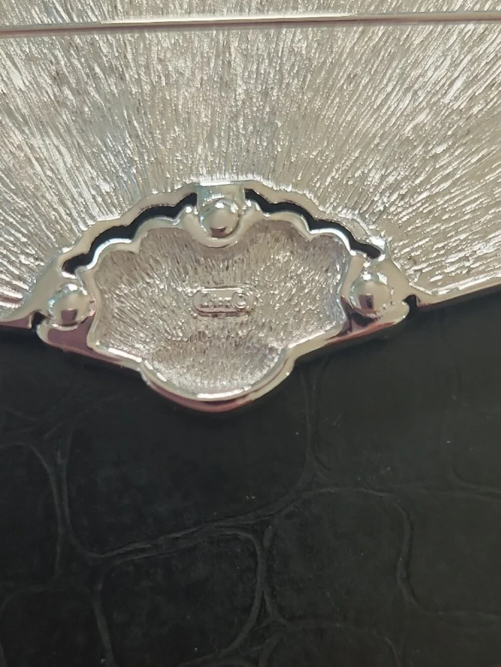 Dior Gold Filigree Fan Brooch with Clear Crystals